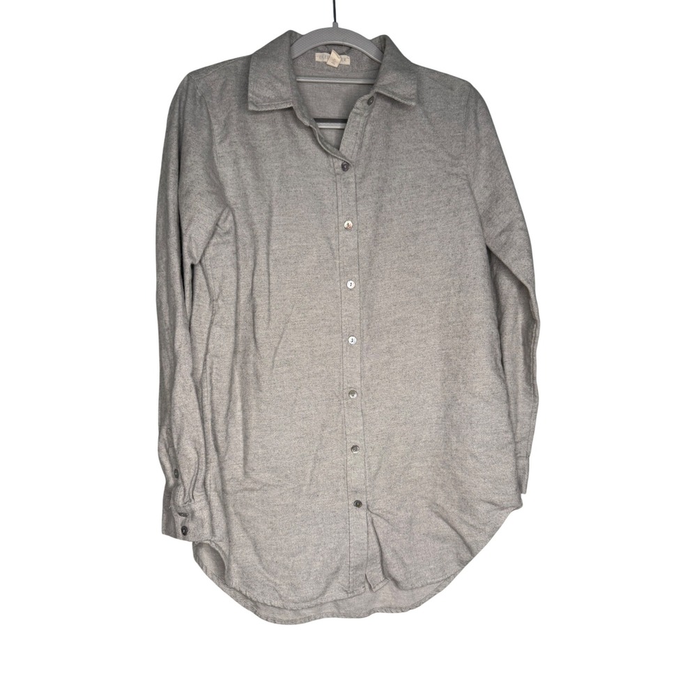 Eileen Fisher grey organic cotton oversized button down long sleeve shirt career